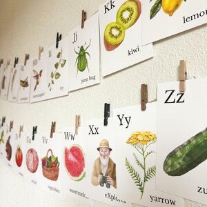 Nature Alphabet Flash Cards Farm Alphabet ABC Flashcards Watercolor Alphabet Nature Flash Cards Nature Study Homeschool Montessori Learning image 5