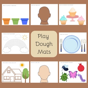 Playdough Mats for Play Dough Activities Bundle Playdough Scenes Creative Playdoh Art for Kids Blank Face Nature Scene and Bug Designs