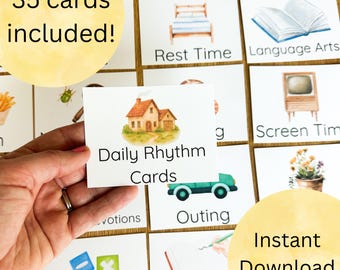 Cartões de Ritmo Diário para Aprendizagem Diária, Cartões de Rotina Flexível, Cartões de Ritmo para Educação Domiciliar, Cronograma Visual para Crianças Pequenas
