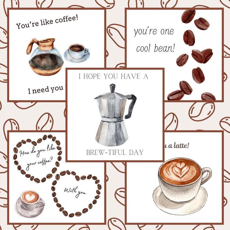 Coffee Card Notes for Friends Coffee Puns Coffee Card Gift Basket ...