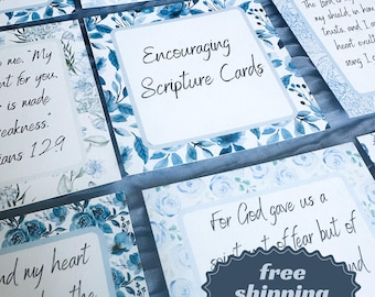 Cartões de Escrituras Encorajadoras em Azul e Branco para Presente de Gravidez Cartões de Versículos Bíblicos para Mães Cristãs Ideia de Presente com Versículo Bíblico Baseado na Fé
