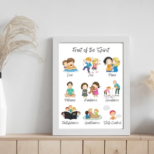 Frucht des Geistes Poster Homeschool und Klassenzimmer Dekor Calming Corner Prints Christian Poster für Kinder Christian Wandkunst für Kinder