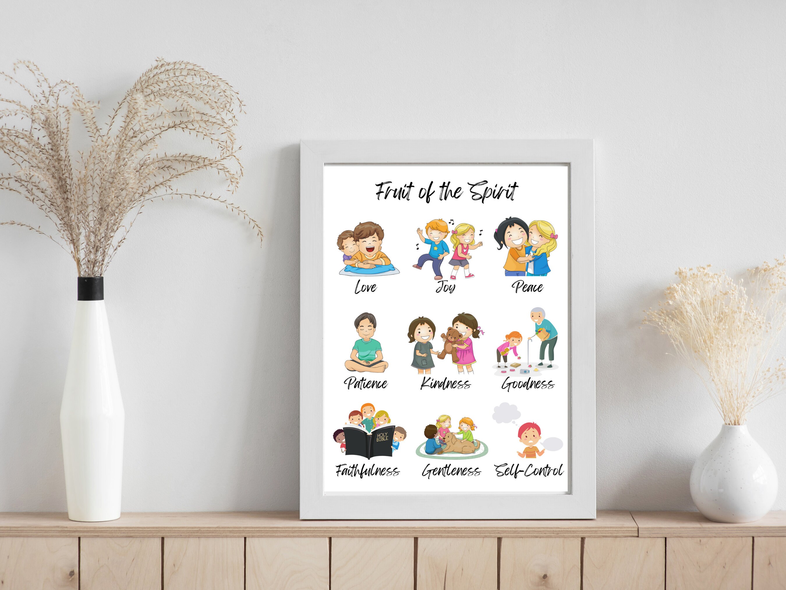 Fruit of The Spirit Poster Homeschool and Classroom Decor Calming Corner Prints Christian Posters for Children Christian Wall Art for Kids