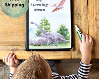 Kit de Cardápio Matinal de Dinossauros, Atividade para Educação Domiciliar (Impresso)