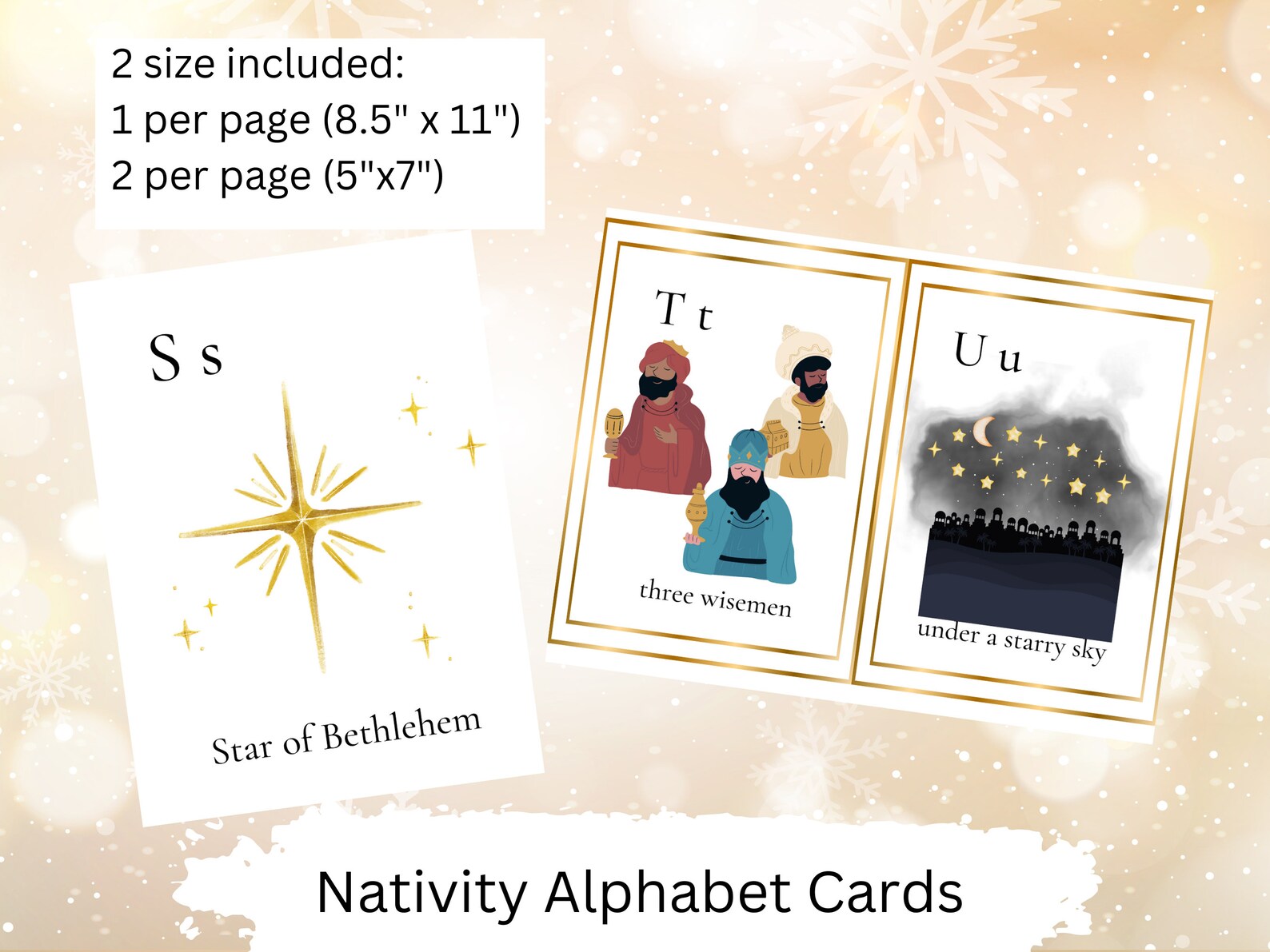 Nativity Alphabet Cards / Nativity Christmas Cards / Winter ABC Cards