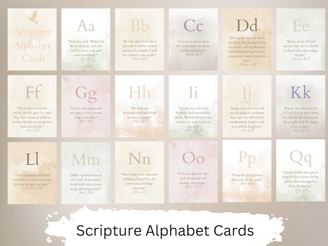 Scripture Alphabet Cards Bible Verse ABC Cards Scripture Memorization ...