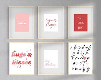 Arte de parede para o Dia dos Namorados, decoração de parede para o Dia dos Namorados, decoração de sala de aula ... homeschooling para o Dia dos Namorados, pôster de parede com tema de amor para download instantâneo.
