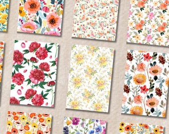 Cartões de Notas Florais Cartões de Saudação com Design de Flores Cartões de Notas em Branco para Amantes de Flores Conjunto Estacionário Cartões de Saudação com Design Floral Floral Misto