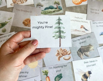 Printed Nature Lunchbox Notes Free Shipping Sweet Notes for Children, Spouse or Friend Jokes for Kids Nature Inspired Sweet Sayings