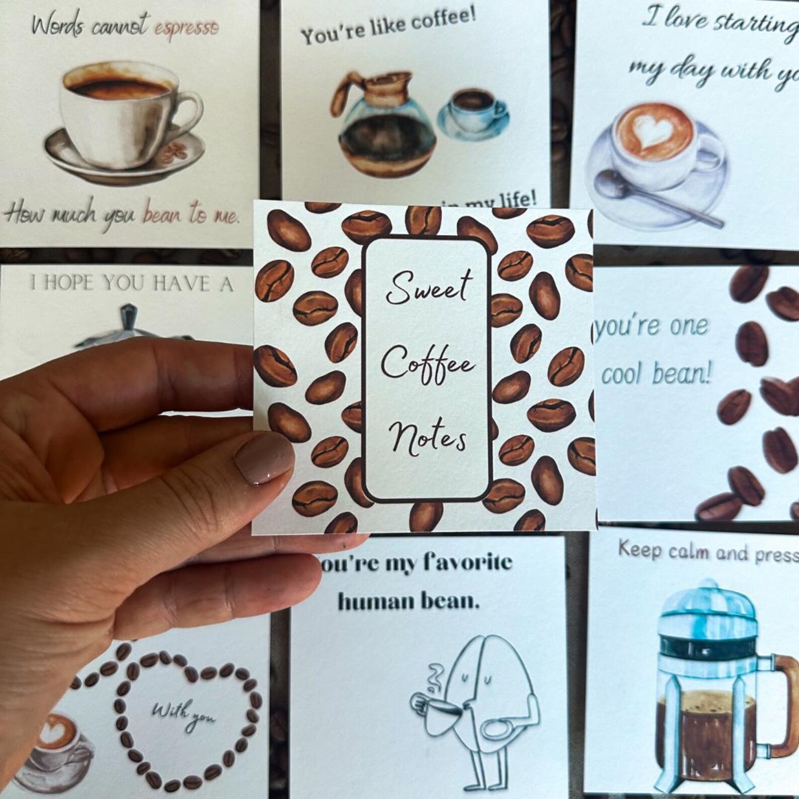 Coffee Message Card Coffee Card Notes for Friends Coffee Puns Coffee Card Gift Basket ...
