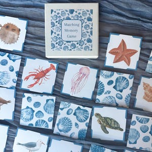 Jogo da memória do oceano para crianças Atividade para amantes do oceano Jogo de correspondência da natureza Atividade Montessori para crianças Jogo com tema de praia para crianças Ideias de jogos