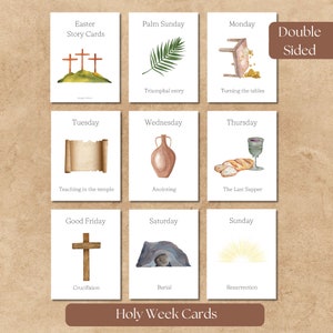 Cartes d'histoire de Pâques Cartes-éclair de Pâques chrétiennes Paniers de Pâques de Pâques Impressions décoratives Histoire de Pâques Semaine sainte Cartes éducatives de Pâques