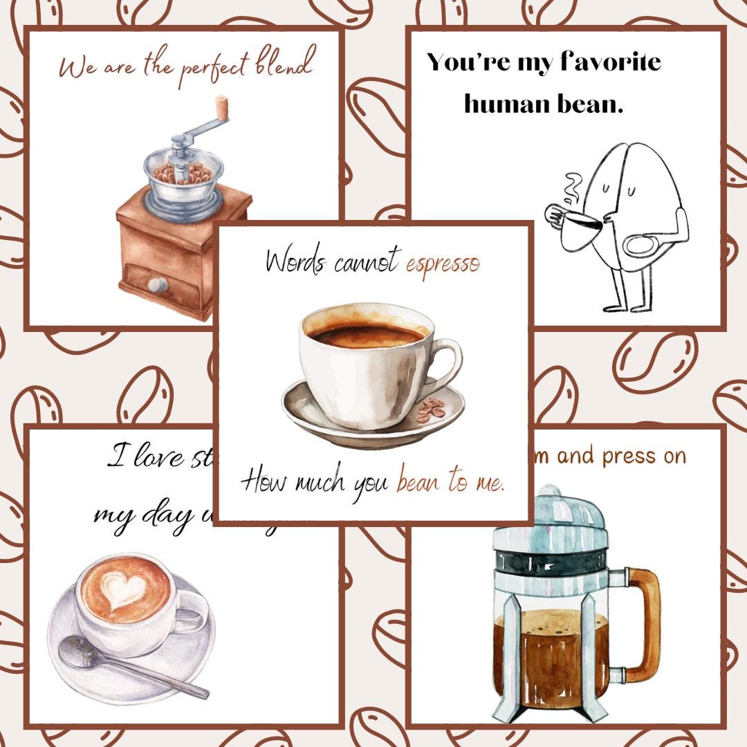 Sweet Coffee Notes for Couples Coffee Puns Coffee Card Gift Basket ...