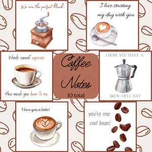 Süße Kaffee Noten für Paare Kaffee Wortspiele Kaffeekarte Geschenk Korbfüller Kaffee-Themen Geschenke für Freund Punny Kaffee Lunchbox Notizen