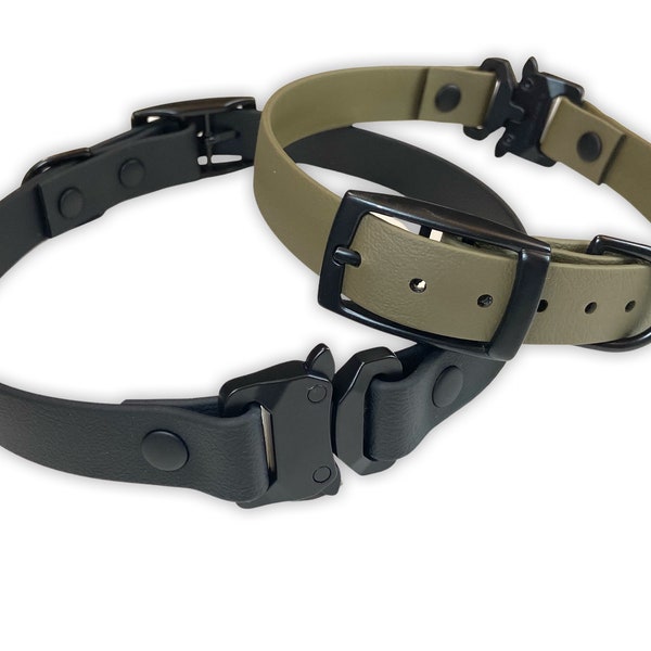 Safe lock double buckle custom biothane dog collar | traditional buckle with safety lock side release