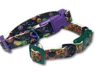Halloween printed biothane dog collar with quick release