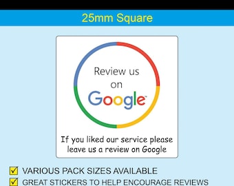 Review Us On Google - 25mm Square Stickers (1 Inch Square)