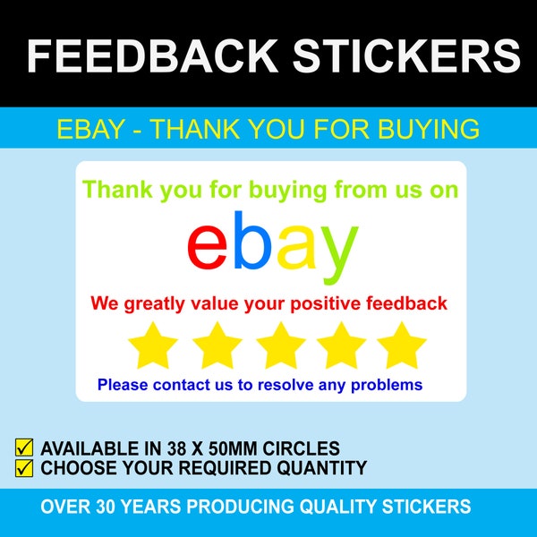 Ebay – Thank You For Buying From Us Stickers – 38 x 50mm (1.5 x 2 Inches)