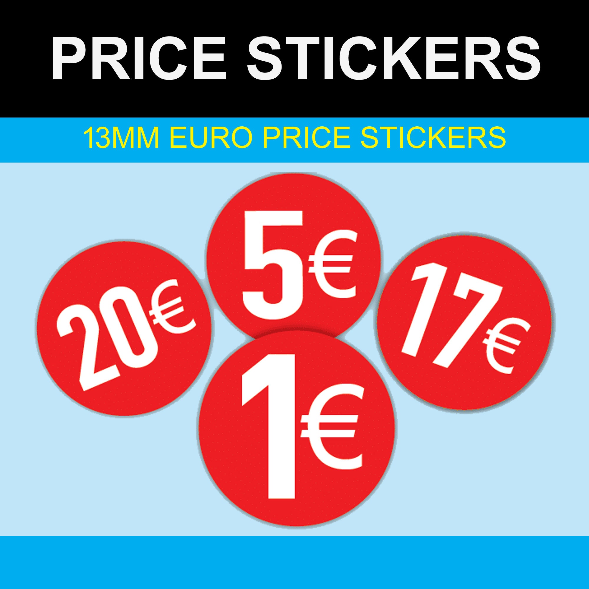 Pack De 200 Stickers Prix Euro 20mm - 20 Prix Différents - Rouge | Adhésifs Amovibles Pour Commerce