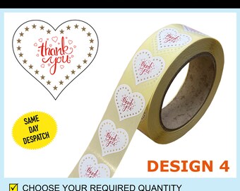 Design 4 - Heart Shaped Thank You Stickers