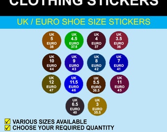 UK Shoe Size Stickers