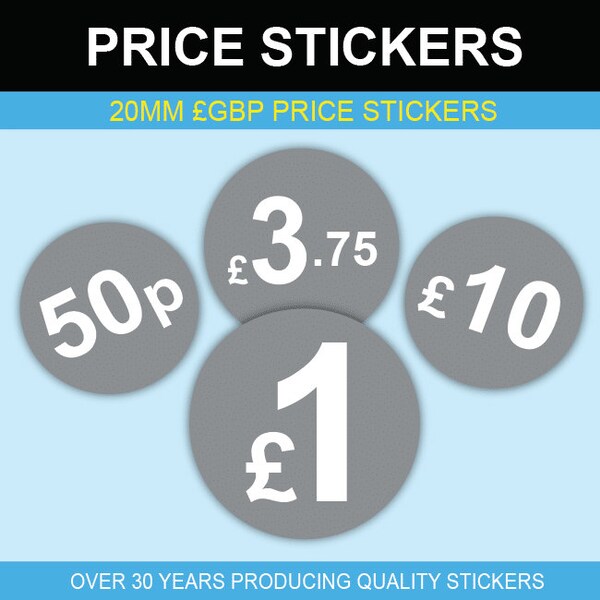 Pounds Silver Price Stickers – 20mm