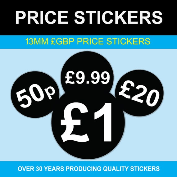 13mm £ Black Price Stickers 