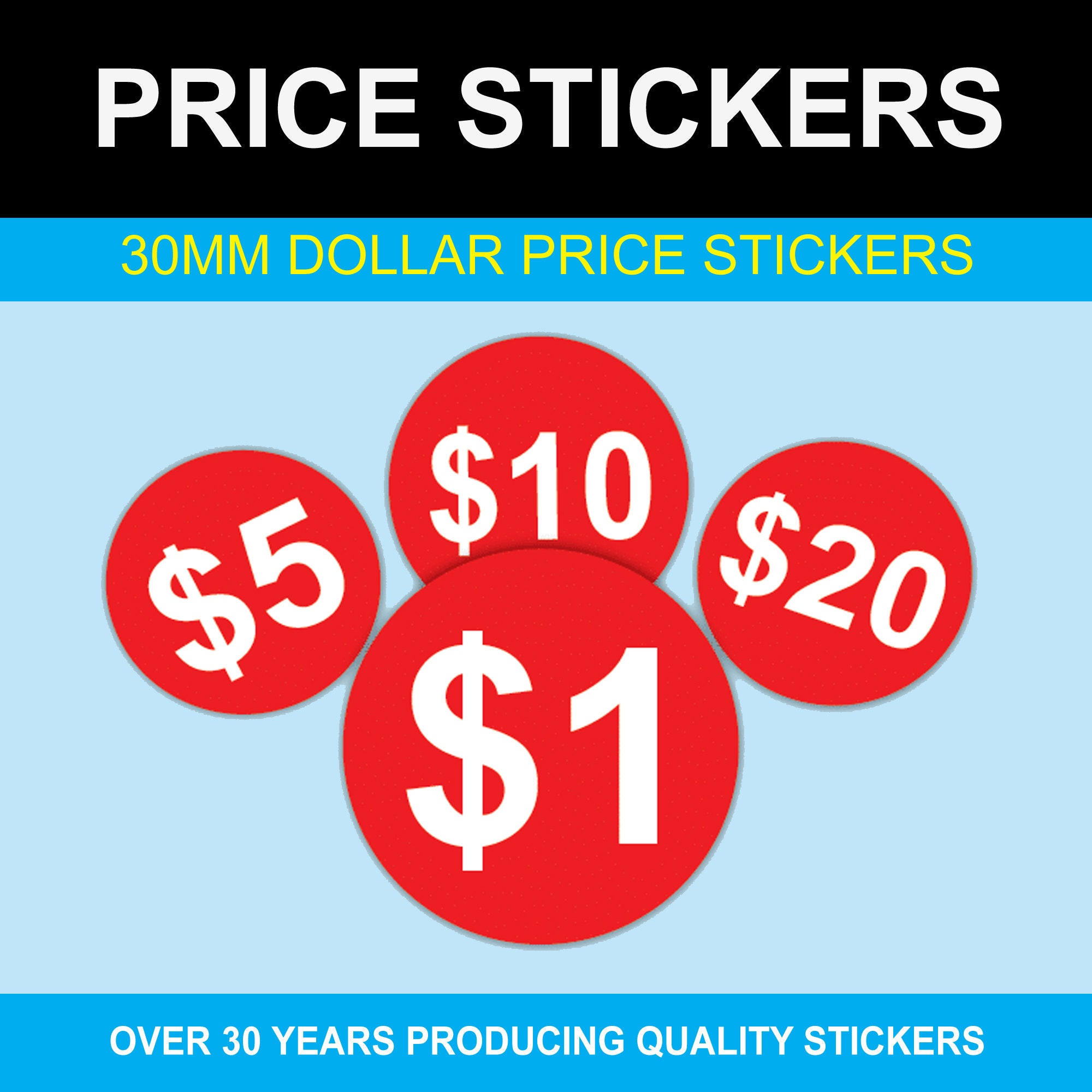 Quality 30mm Bright Red Price Point Stickers Sticky Labels Swing Tag Labels 