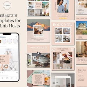 Airbnb Instagram Post and Story Templates · Editable Vacation Rental & VRBO Social Media Kit · Canva Host Marketing Template, Marketing Kit