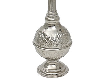 Moroccan Perfume Bottle Vintage Design Silver Maillechort Handmade Hand-Engraved in Fez Morocco Height: 25cm 9.8 inches (SPB1)