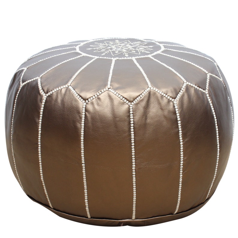 Moroccan Pouffe Pouf Ottoman Footstool in Metallic Bronze Faux Etsy