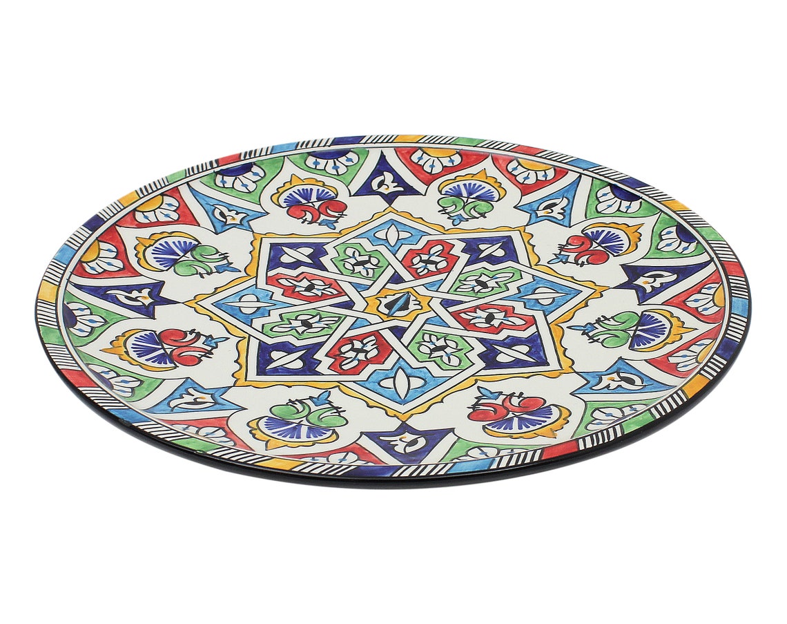 Moroccan Large Ceramic Plate Platter Handmade Hand Painted in Etsy UK