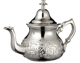 Moroccan Silver Teapot Large Traditional with Integrated Filter and Handle Cover Engraved 800 ml Handmade in Fez Morocco