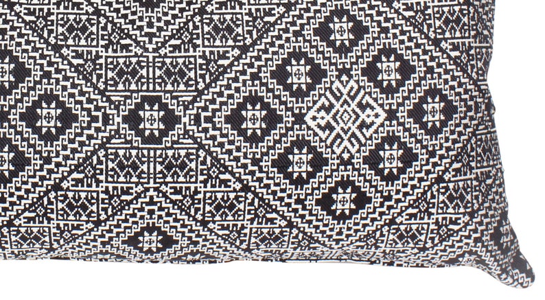 31.5/'/' x 15.75/'/' Moroccan Cushion Pillow Cover Black Handmade Double Sided Rectangular Authentic Fez Embroidered Brocade L 80cm x 40cm