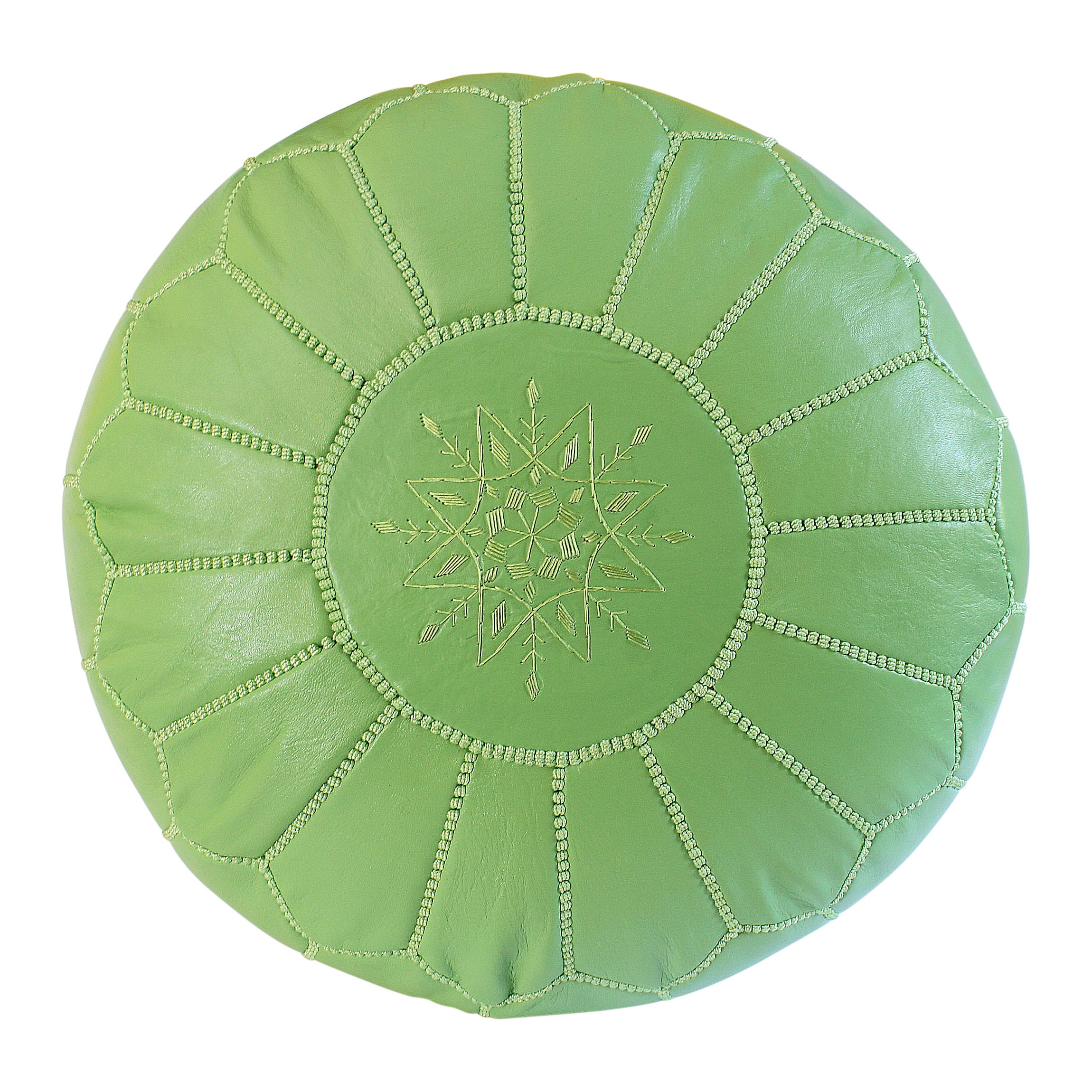 Premium New Moroccan Leather Ottoman Pouffe Pouf Footstool In Emerald Green 