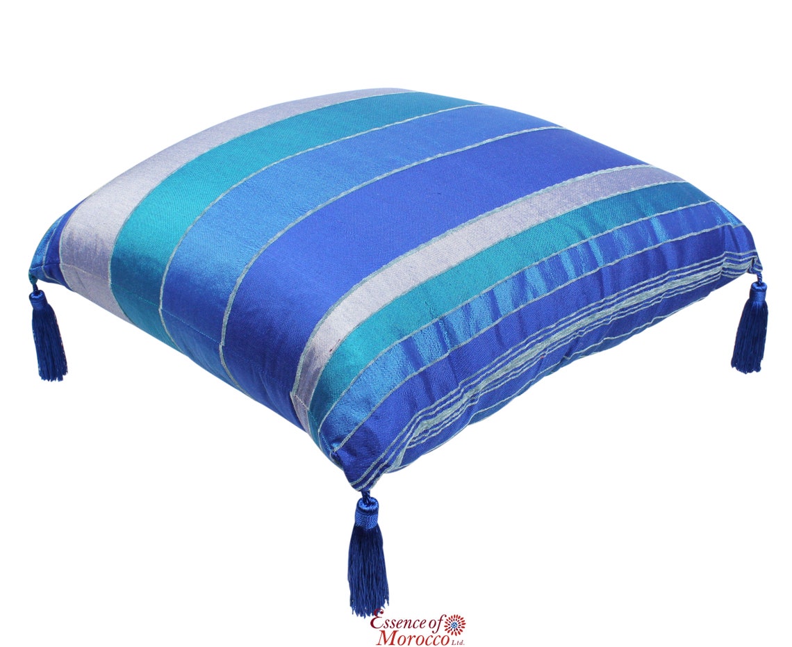 Cojín de suelo marroquí cojín cubierta azul Sabra rayas de | Etsy