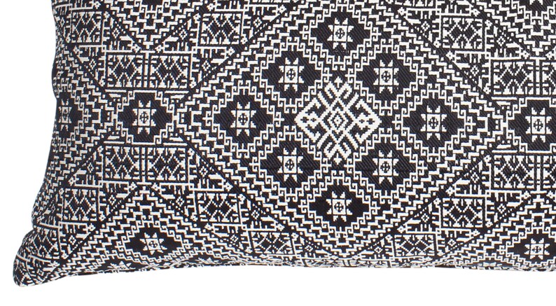 31.5/'/' x 15.75/'/' Moroccan Cushion Pillow Cover Black Handmade Double Sided Rectangular Authentic Fez Embroidered Brocade L 80cm x 40cm