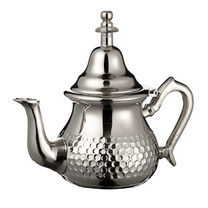 Moroccan Silver Teapot SMALL with Integrated Filter & Handle Cover Hammered Design Capacity: 350 ML Handmade in Fez Morocco