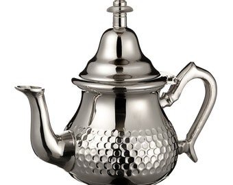 Moroccan Silver Teapot SMALL with Integrated Filter & Handle Cover Hammered Design Capacity: 350 ML Handmade in Fez Morocco
