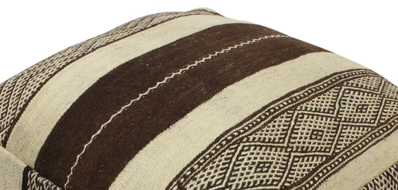 KP121 Moroccan Kilim Pouf Pouffe Wool Rug Fabric XL Floor Cushion Pillow Footrest Footstool COVER Handmade in Morocco 60x60x20cm  24x24x8/'/'