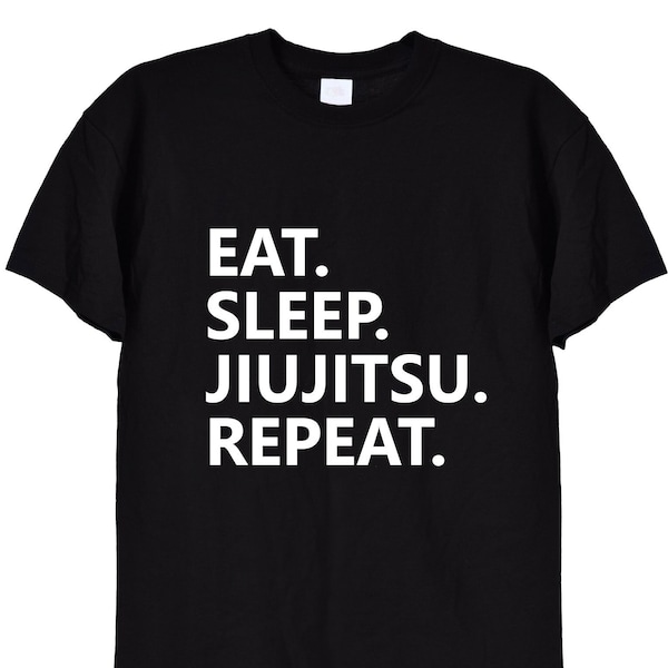 T-shirt Eat Sleep Train Jiujitsu - Jiu Jitsu Brésilien, Haut sur le thème des arts martiaux BJJ - 638