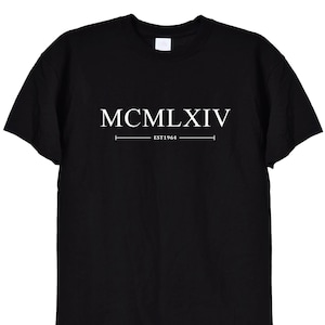 Geboren 1964 Geburtstags-T-Shirt in römischen Ziffern, schwarz oder weiß, 59