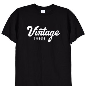 Camiseta de aniversário vintage de 1969, presente engraçado para comemoração de aniversário, camiseta feminina, mãe, avô, camiseta retrô para homens velhos, 52º, 54º, 53º, 586