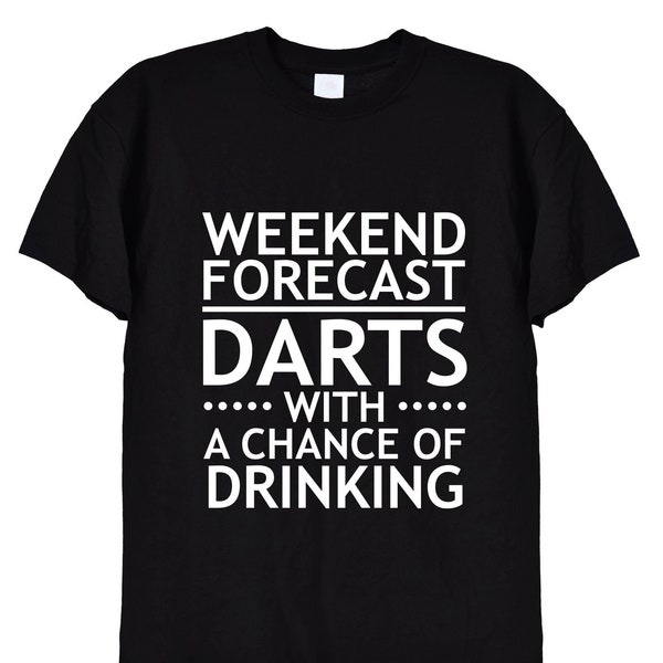Weekend Forecast, Darts With A Chance Of Drinking Funny Sports T Shirt Tee for Men, Dad or Son, Pub Dart Board Mug Jumper Gift Idea, 342
