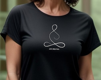Camiseta And Breathe, camiseta de algodão com tema de ioga e meditação inspiradora e calmante para motivação e atenção plena - 976