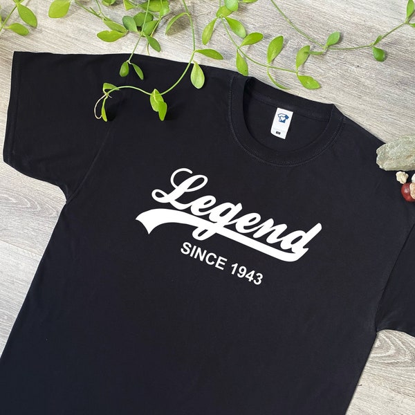 Legend Since 1943 T Shirt - Soft Cotton T-Shirt or Hoodie - Birthday, Father's Day, Christmas Gift - Tee Top Present for Grampa, Dad, 736