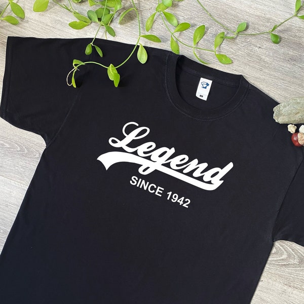 Legend Since 1942 T Shirt - Soft Cotton T-Shirt or Hoodie - Birthday, Father's Day, Christmas Gift - Tee Top Present for Grampa, Dad, 735