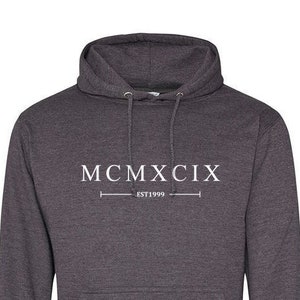 Moletom com capuz de algarismos romanos de 1999, legal aniversário masculino ou feminino 23º 24º 25º meados dos anos 20, ideia com capuz, moletom original, 504
