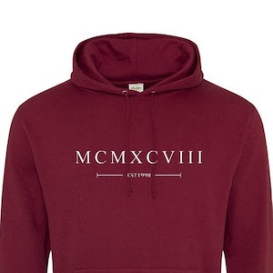 Moletom com capuz de algarismos romanos de 1998, aniversário legal masculino ou feminino 24º 25º 26º meados dos anos 20, ideia com capuz, moletom original, 503