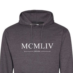 1954 Römische Ziffern Hoodie Pullover - Unisex - Warme & Kuschlige Baumwolle - Geburtstagsgeschenk - 541